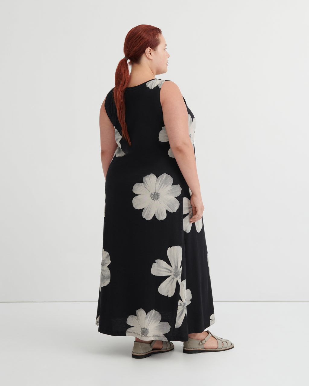 Tank Swing Dress Monochrome Floral - Kowtow