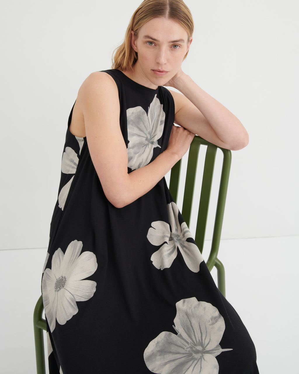 Tank Swing Dress Monochrome Floral - Kowtow