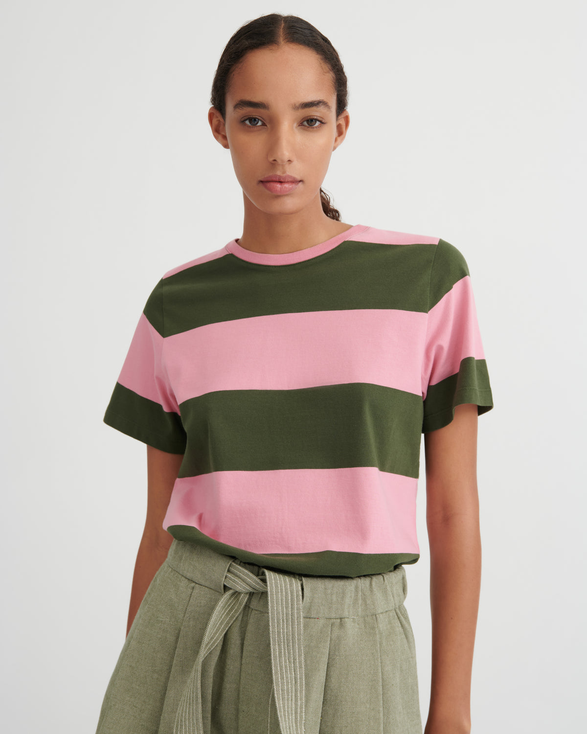 Classic Tee Begonia Stripe - Kowtow