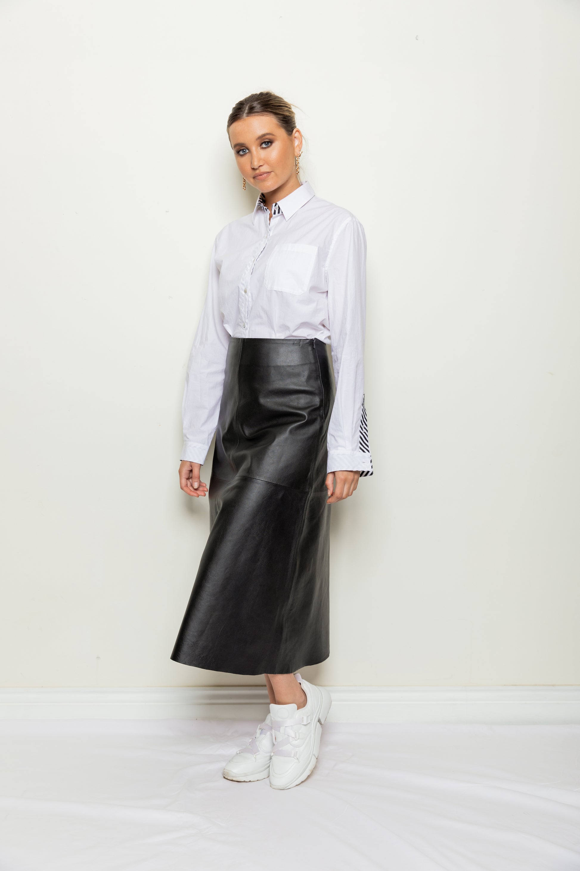 Ena Leather Skirt in Black