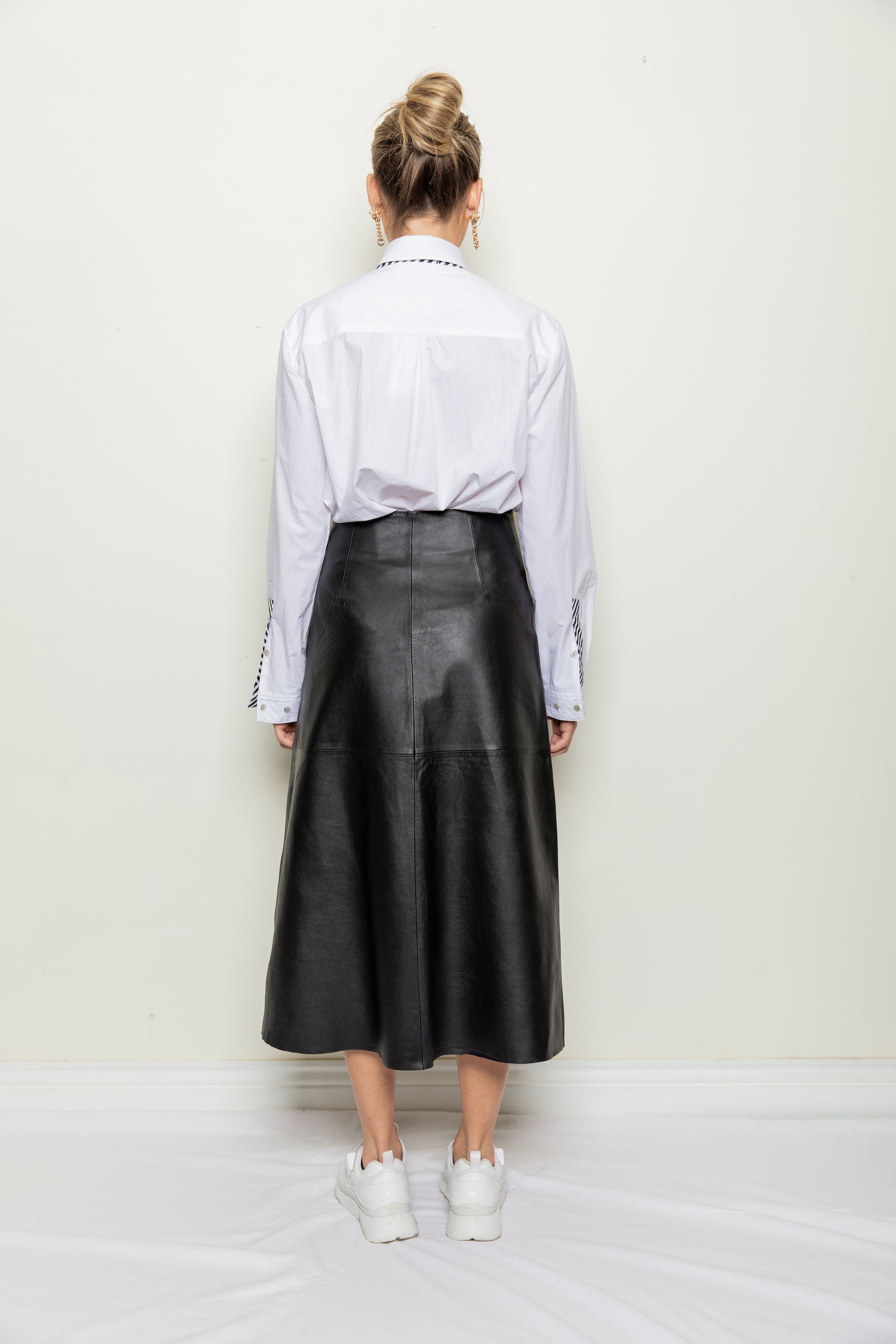 Ena Leather Skirt in Black