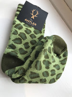 Cheetah socks in Khaki & Green