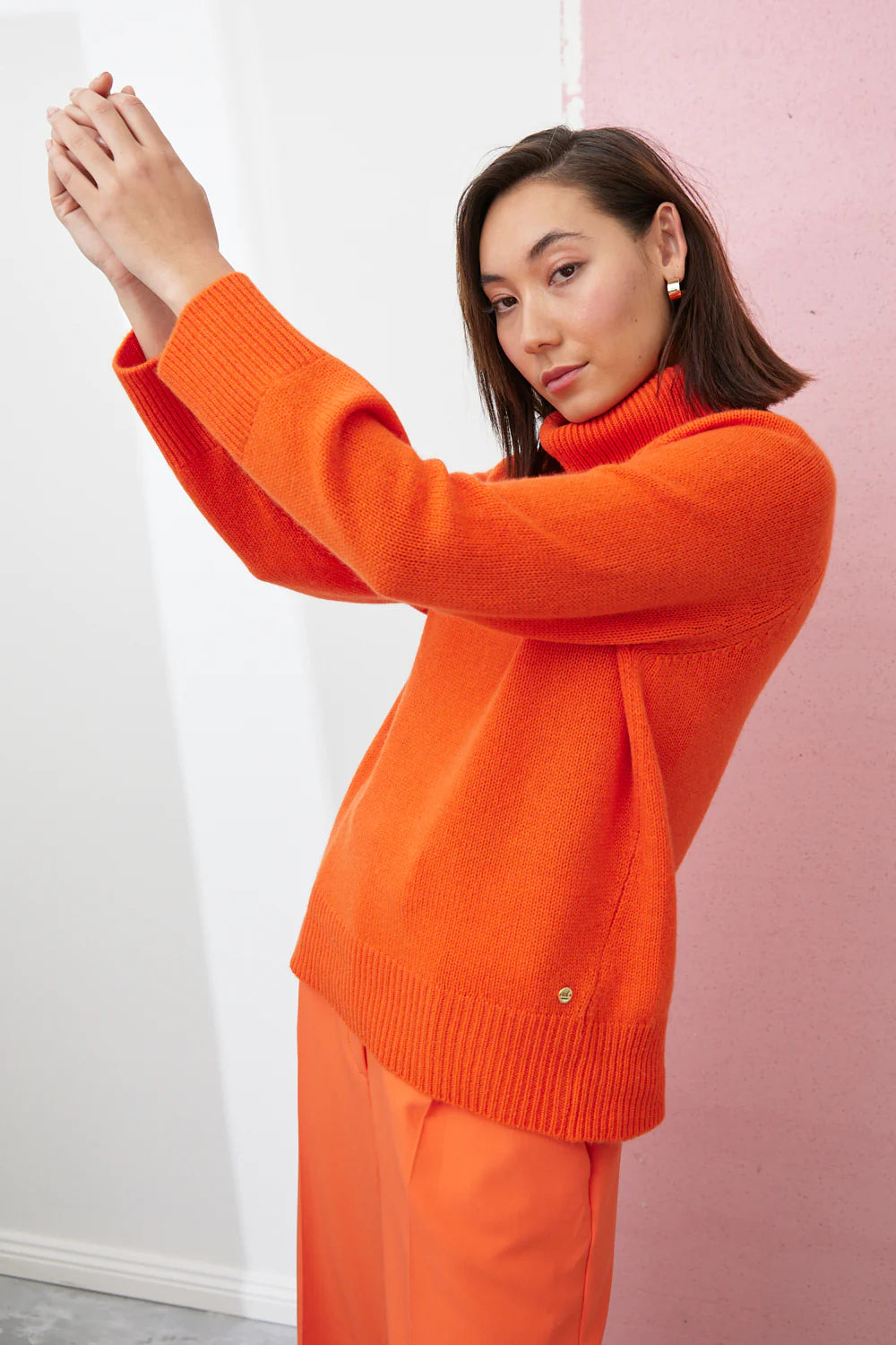 Zeta Raglan Roll Neck in Aperol