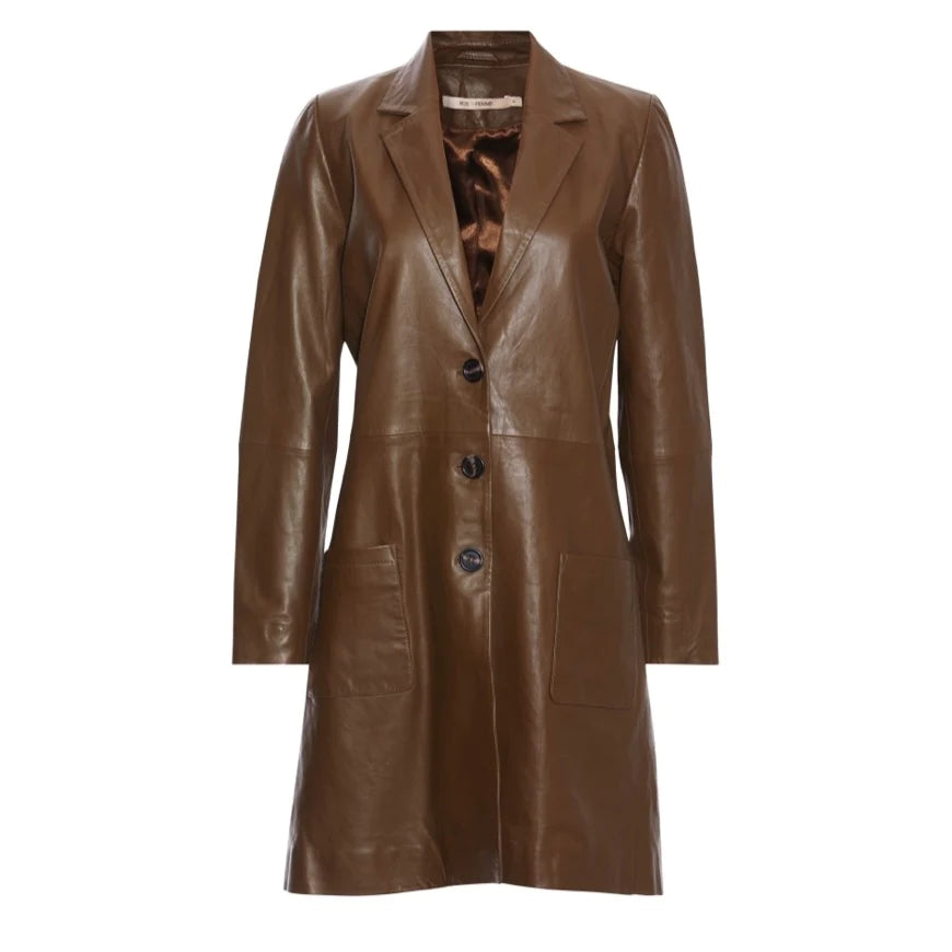 Belinda Leather Jacket in Teak