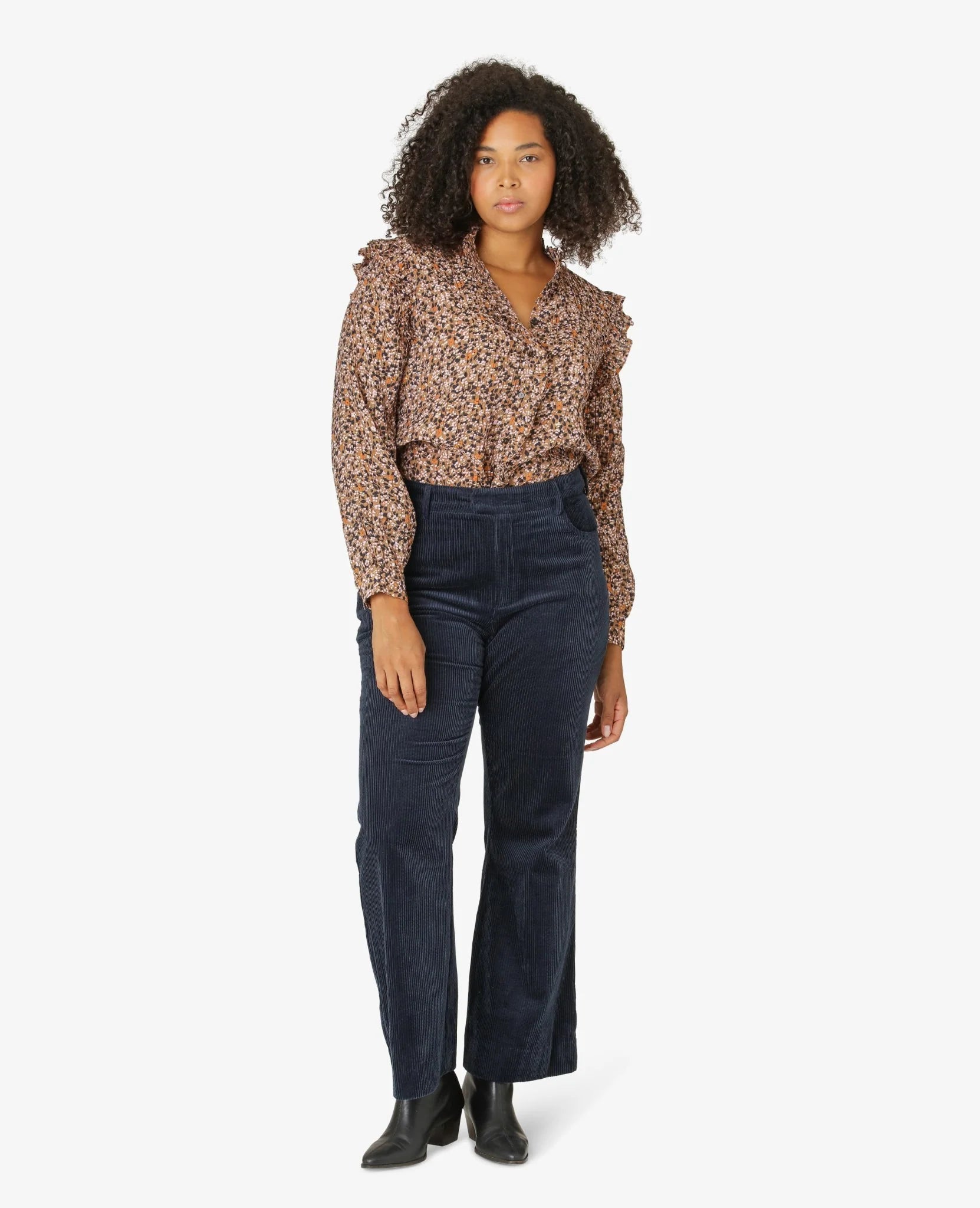 Camille Shirt in Navy Brown