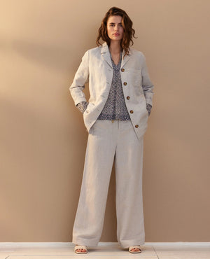 Timeless Linen Trousers in Nature Chambray